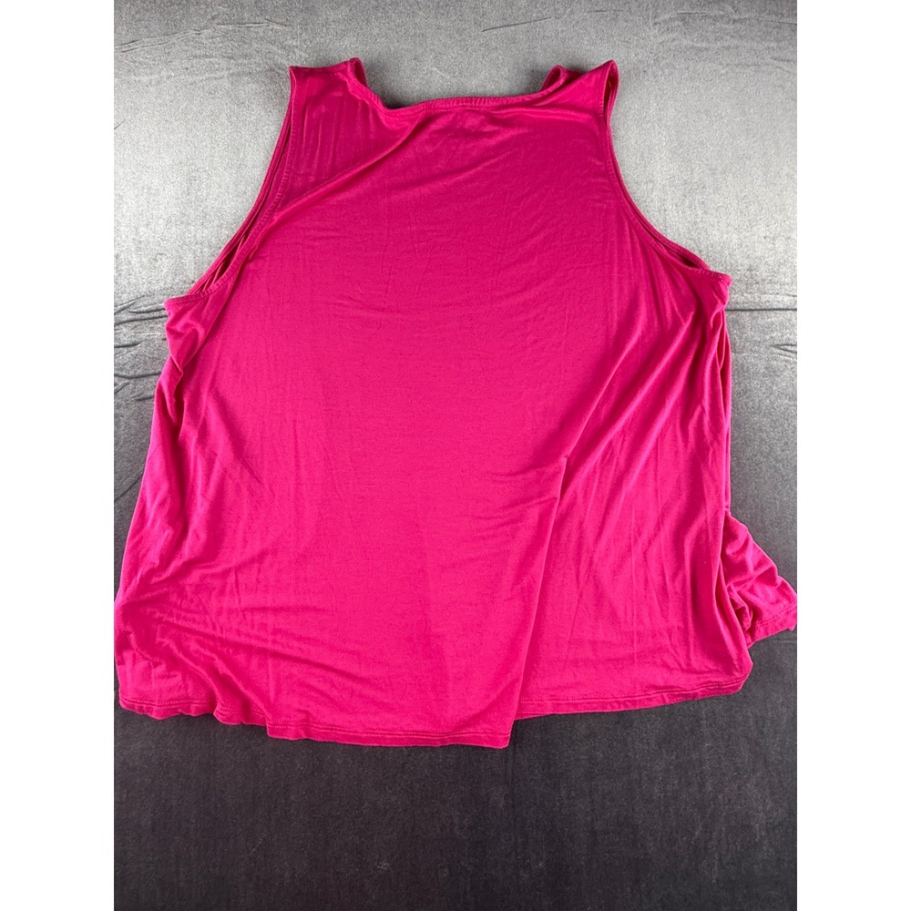 Cable & Gauge Hot Pink Sleeveless Tank Plus Size 2X Viscose Blend Flowy Scoop - Picture 2 of 6